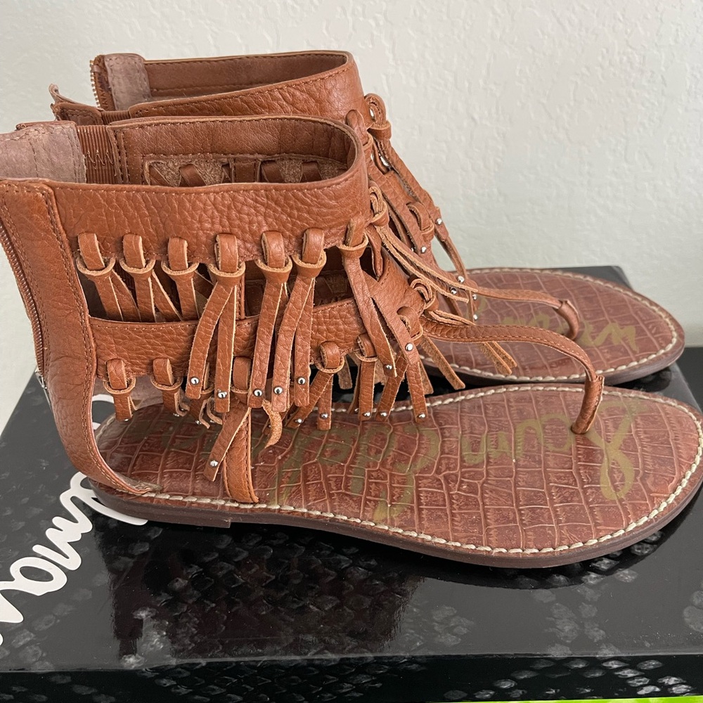Sam Edelman Tan Fringe Leather Sandals